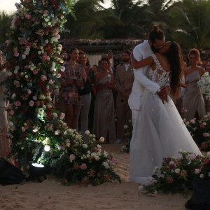 Exclusif - Joakim Noah, Lais Ribeiro - Joakim Noah et Lais Ribeiro se sont mariés devant leurs amis et leur famille sur la plage de Trancoso au Brésil le 13 juillet 2022.