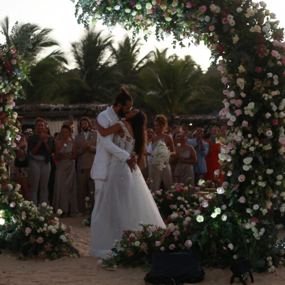 Exclusif  - Joakim Noah, Lais Ribeiro - Joakim Noah et Lais Ribeiro se sont mariés devant leurs amis et leur famille sur la plage de Trancoso au Brésil le 13 juillet 2022.