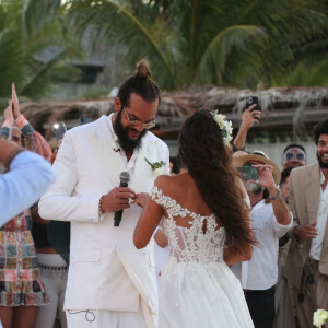 Exclusif - Joakim Noah, Lais Ribeiro - Joakim Noah et Lais Ribeiro se sont mariés devant leurs amis et leur famille sur la plage de Trancoso au Brésil le 13 juillet 2022.