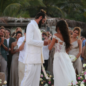 Exclusif - Joakim Noah, Lais Ribeiro - Joakim Noah et Lais Ribeiro se sont mariés devant leurs amis et leur famille sur la plage de Trancoso au Brésil le 13 juillet 2022.