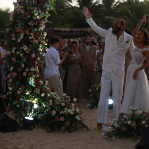 Exclusif - Joakim Noah, Lais Ribeiro - Joakim Noah et Lais Ribeiro se sont mariés devant leurs amis et leur famille sur la plage de Trancoso au Brésil le 13 juillet 2022.