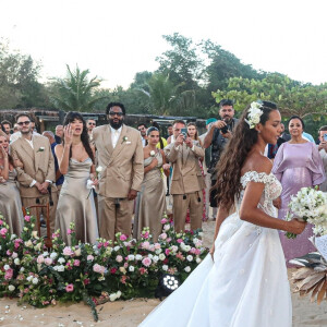 Exclusif  - Lais Ribeiro et Joakim Noah - Joakim Noah et Lais Ribeiro se sont mariés devant leurs amis et leur famille sur la plage de Trancoso au Brésil le 13 juillet 2022.