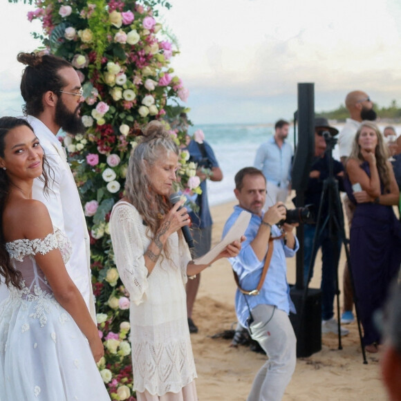 Exclusif - Joakim Noah, Lais Ribeiro - Joakim Noah et Lais Ribeiro se sont mariés devant leurs amis et leur famille sur la plage de Trancoso au Brésil le 13 juillet 2022.