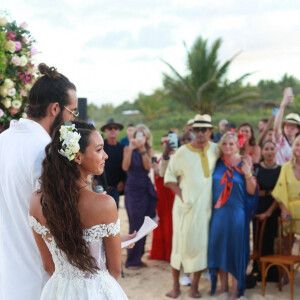 Exclusif - Joakim Noah, Lais Ribeiro, Yannick Noah, Cecilia Rodhe - Joakim Noah et Lais Ribeiro se sont mariés devant leurs amis et leur famille sur la plage de Trancoso au Brésil le 13 juillet 2022.