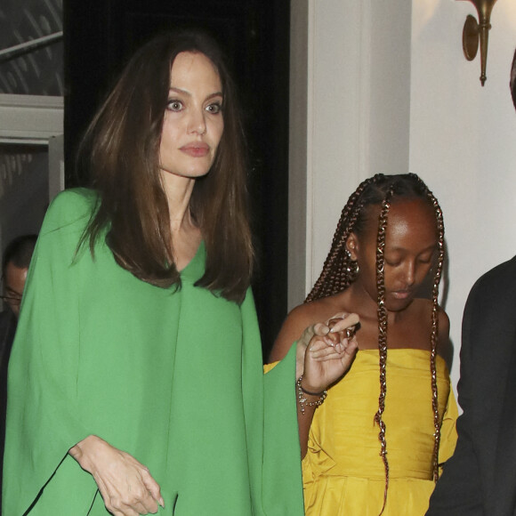 Angelina Jolie et sa fille Zahara - Les acteurs du film Les Éternels (Eternals) arrivent à l'afterparty de la première du film à Londres le 28 octobre 2021. 
