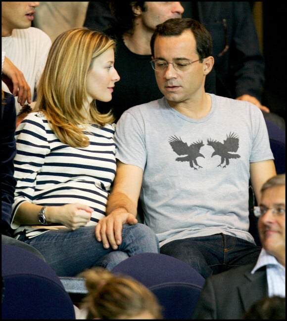 Jean-Luc Delarue et Elisabeth Bost au Parc des princes. © Guillaume Gaffiot/Bestimage