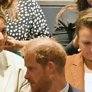 Le prince Harry, duc de Sussex et Meghan Markle, duchesse de Sussex, lors de la célébration du "Nelson Mandela International Day" au siège de l'ONU à New York. Le Prix Nelson Mandela des Nations Unies 2020 a été décerné à Mme Marianna V. Vardinoyannis de Grèce et au Dr Morissanda Kouyate de Guinée. New York, le 18 juillet 2022. 