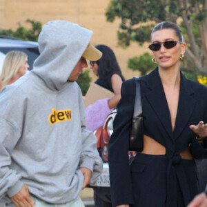 Justin Bieber et sa femme Hailey (Baldwin) arrivent à la soirée de K.Jenner pour la promotion de sa téquila 818 à Malibu le le 18 août 2022. 