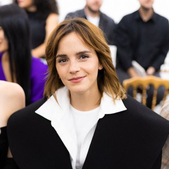 Emma Watson au front row du défilé de mode Haute-Couture automne-hiver "Schiaparelli" à Paris, France. © Da Silva-Perusseau/Bestimage 