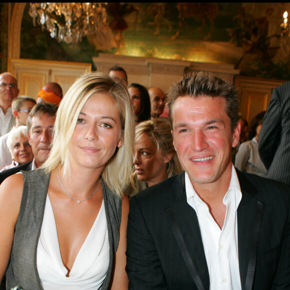 Benjamin Castaldi et Flavie Flament - Mariage de Mimie Mathy et Benoist Gérard en la mairie de Neuilly Sur Seine.