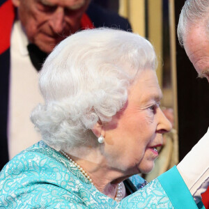 La reine Elisabeth II d'Angleterre et le prince Charles - La famille royale d'Angleterre lors des célébrations du 90ème anniversaire de la reine Elisabeth II au château de Windsor. Le 15 mai 2016