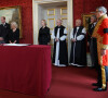 Le prince William, prince de Galles, la reine consort Camilla Parker Bowles, la Première ministre britannique Liz Truss, Justin Welby et Stephen Cottrell - Personnalités lors de la cérémonie du Conseil d'Accession au palais Saint-James à Londres, pour la proclamation du roi Charles III d'Angleterre. Le 10 septembre 2022