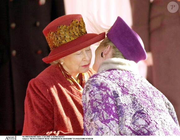Les reines Elizabeth et Margrethe à Windsor en 2000