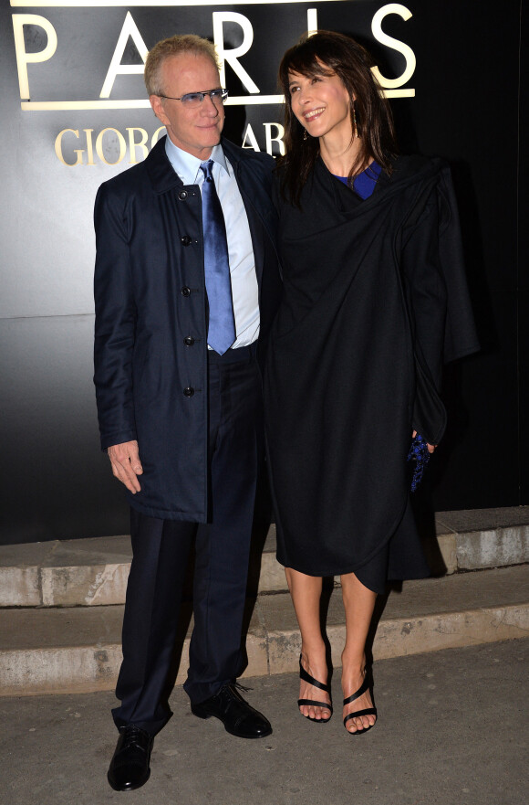 Sophie Marceau et son compagnon Christophe Lambert - Arrivée des people au défile Giorgio Armani Haute Couture Printemps/Ete 2014 au Palais de Tokyo a Paris, le 21 janvier 2014. 