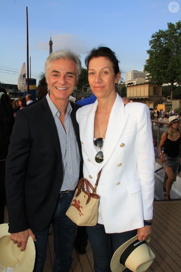 Cyril Viguier et sa femme Isabelle au Trophée de la Pétanque Gastronomique à Paris Yacht Marina le 21 juin 2022. © Philippe Baldini / Bestimage