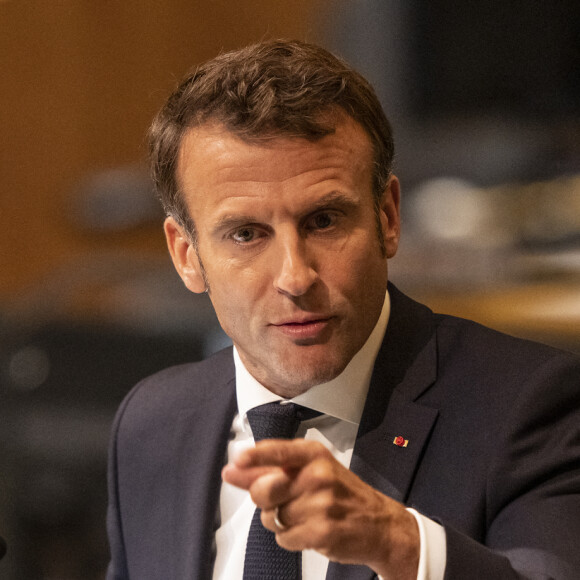 Le président de la France Emmanuel Macron - Les leaders du monde sont à la 77ème assemblée générale de l'ONU à New York le 20 septembre 2022. 