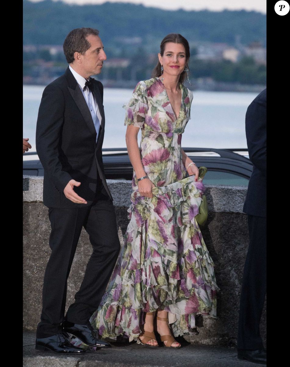 Charlotte Casiraghi et son compagnon Gad Elmaleh - Arrivées pour la soirée de mariage de Pierre Casiraghi et Beatrice Borromeo au château Rocca Angera (château appartenant à la famille Borromeo) à Angera sur les Iles Borromées, sur le Lac Majeur, le 1er août 2015.