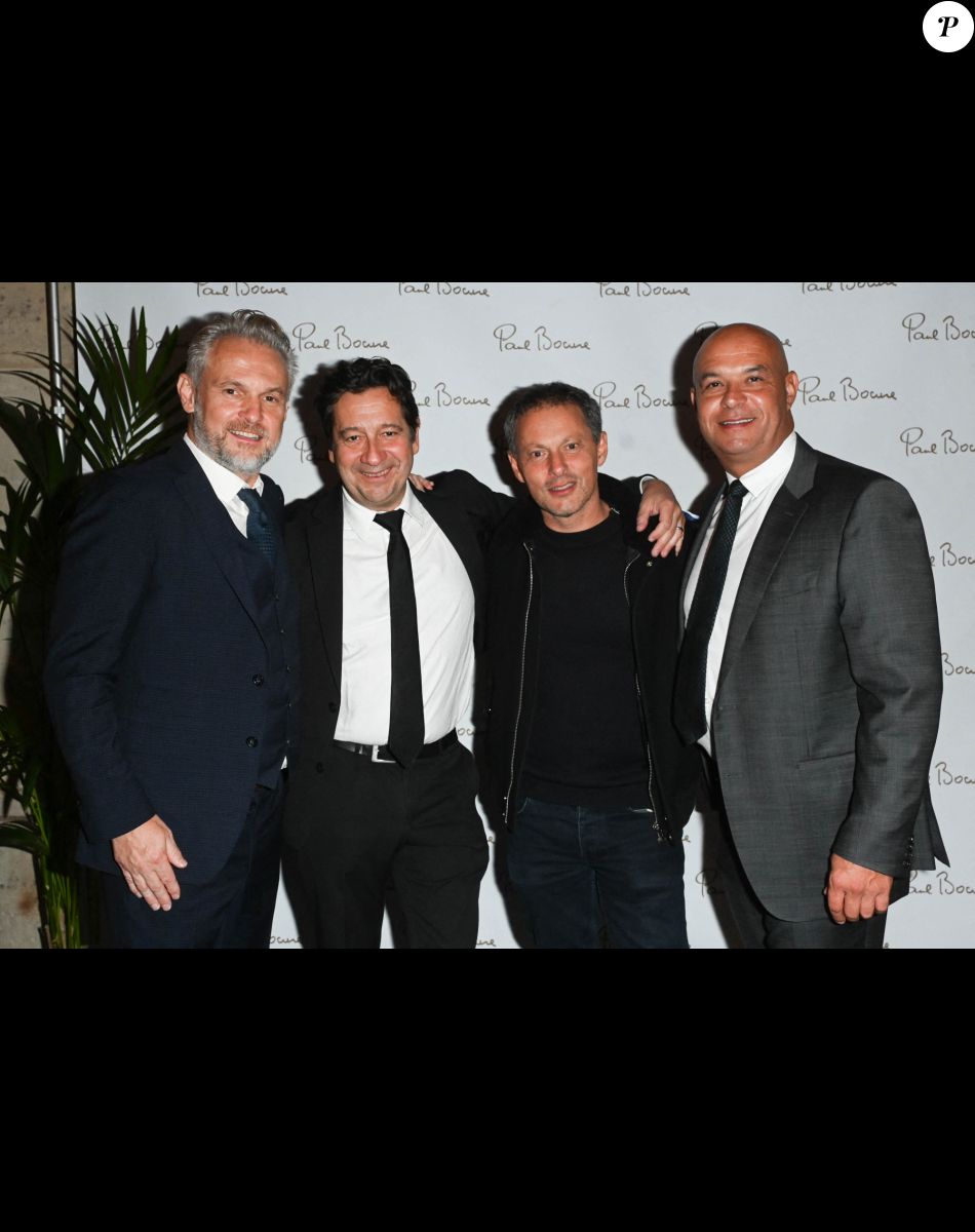 Exclusif - Paul-Maurice Morel (directeur général associé des Maisons Bocuse), Laurent Gerra, Marc-Olivier Fogiel et Jérôme Bocuse (Président des Maisons Bocuse) - La Brasserie du Louvre Bocuse à l'occasion de la rentrée, a convié de nombreux invités à venir découvrir ou redécouvrir son magnifique cadre en plein centre de Paris le 22 septembre 2022. 3 ans après son inauguration, J. Bocuse a accueilli et chouchouté ses invités grâce aux mets typiquement lyonnais concoctés par ses Chefs Exécutifs Meilleurs Ouvriers de France. © Coadic Guirec/Bestimage