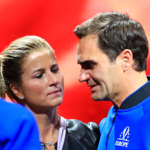 Roger Federer et sa femme Mirka à la Laver Cup, à Londres (Xinhua/Li Ying)