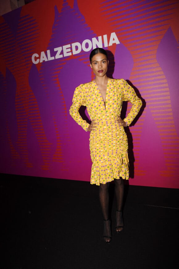 Tina Kunakey - Soirée Calzedonia "Calzedomania" au Palais Brongniart à Paris, pendant la Fashion Week femme printemps/été 2023. Le 26 septembre 2022. © Rachid Bellak / Bestimage