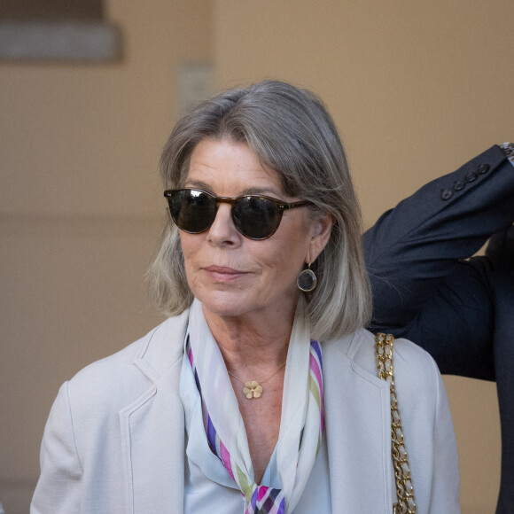 La princesse Caroline de Hanovre lors de la conférence de présentation des célébrations du centenaire de la naissance du Prince Rainier III de Monaco au Palais de Monaco, le 28 septembre 2022. La Princesse Stéphanie sera en charge, avec le Prince Albert II, des événements qui se dérouleront en 2023. De nombreuses personnalités monégasques font également partie du comité d'organisation. © Olivier Huitel/Pool Restreint Monaco/Bestimage 
