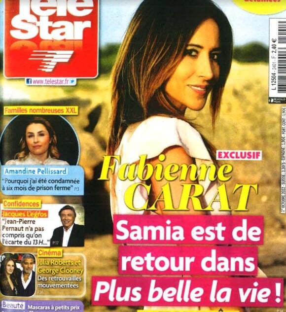 Couverture du magazine "Télé Star", avec Fabienne Carat, numéro du 3 octobre 2022.