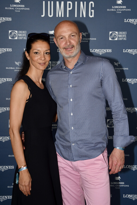 Exclusif - Frank Leboeuf et sa femme Chrislaure Nollet - Photocall du Longines Paris Eiffel Jumping au Champ de Mars à Paris, le 6 juillet 2018. © Veeren/Borde/Bestimage