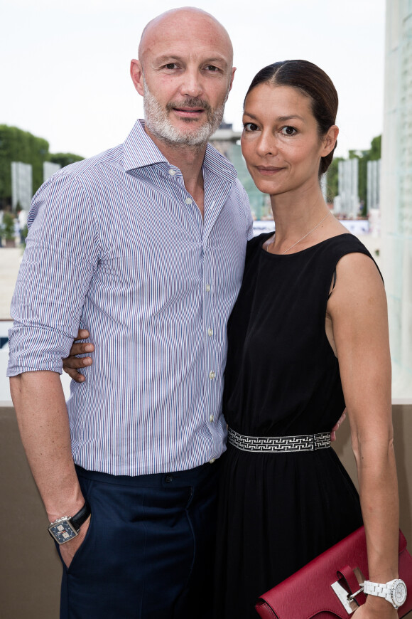 Exclusif - Franck Leboeuf et sa femme Chrislaure Nollet - People lors du Longines Paris Eiffel Jumping au Champ-de-Mars à Paris, le 4 juillet 2015.
