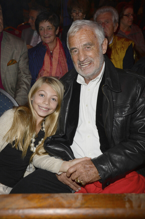 Jean-Paul Belmondo et sa fille Stella - Premiere de "Silvia" au Cirque Alexis Gruss à Paris le 28 octobre 2013.