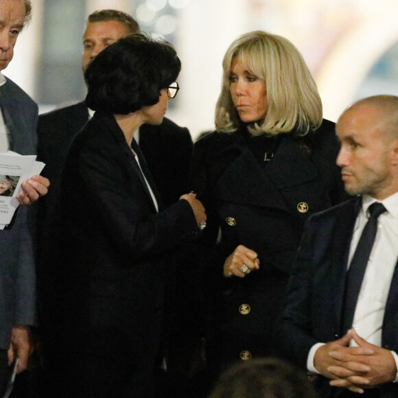 José Pietroboni, chef du protocole de l'Elysée, Daniel Lauclair, Rachida Dati, Brigitte Macron - Hommage à Charlotte Valandrey en l'église Saint François-Xavier à Paris le 6 octobre 2022. © Christophe Clovis/Bestimage