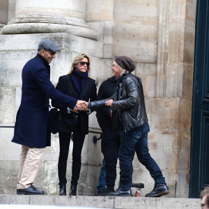 Exclusif - Sarah Poniatowski (Lavoine) et son compagnon Roschdy Zem, Jean-Louis Aubert - Hommage à la chanteuse Dani en l'église Saint-Roch à Paris le 1er octobre 2022.