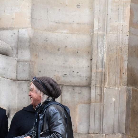 Exclusif - Sarah Poniatowski (Lavoine) et son compagnon Roschdy Zem, Jean-Louis Aubert - Hommage à la chanteuse Dani en l'église Saint-Roch à Paris le 1er octobre 2022.