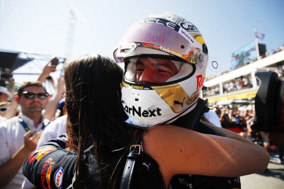 Max Verstappen, Kelly Piquet - Podium du Grand Prix de France de Formule 1 (F1) sur le circuit Paul Ricard au Castellet, le 24 juillet 2022. 
