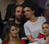 Elodie Bouchez et son mari Thomas Bangalter (groupe Daft Punk) dans les tribunes du stade de France lors du match de ligue des nations opposant la France à l'Allemagne à Saint-Denis, Seine Saint-Denis, France, le 16 octobre 2018. La France a gagné 2-1. 