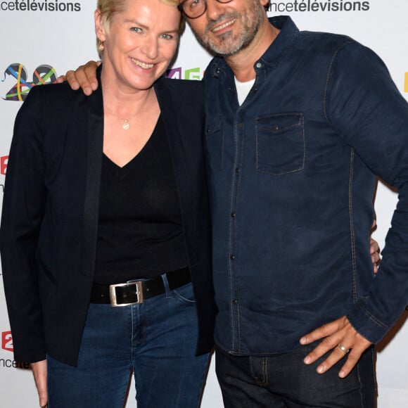 Elise Lucet et Frédéric Lopez au photocall de France Télévisions, pour la présentation de la nouvelle dynamique 2016-2017, à Paris, le 29 juin 2016. © Guirec Coadic/Bestimage