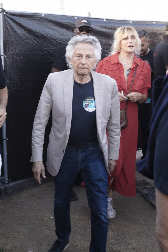 Roman Polanski et sa femme Emmanuelle Seigner - Les Rolling Stones en concert à l'hippodrome de Longchamp, dans le cadre de leur tournée anniversaire "Sixty", qui marque leurs 60 ans de carrière (1962-2022). Paris, le 23 juillet 2022. © Jack Tribeca / Bestimage.