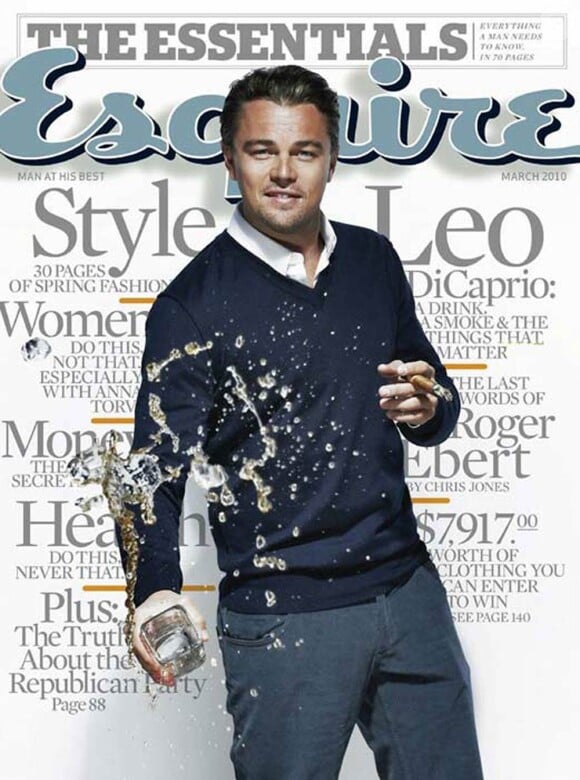 Leonardo DiCaprio en couverture d'Esquire, mars 2010.