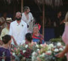 Exclusif - Prix Spécial - Joakim Noah et ses parents, Yannick Noah et Cecilia Rodhe - Joakim Noah et Lais Ribeiro se sont mariés devant leurs amis et leur famille sur la plage de Trancoso au Brésil le 13 juillet 2022.