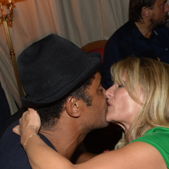 Yannick Noah et sa femme Isabelle Camus au 50 eme anniversaire d'Henri Leconte au restaurant "Tres Honore" a Paris