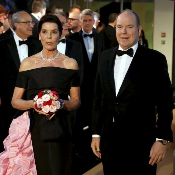 La princesse Caroline de Hanovre et le prince Albert II de Monaco - 65ème édition du Bal de la Rose donné au profit de la Fondation Princesse Grace sur le thème de la Riviera, une idée de K. Lagerfeld, à la Salle des Etoiles du Sporting Monte-Carlo à Monaco, le 30 mars 2019. © Jean-François Ottonello / Nice Matin / Bestimage 