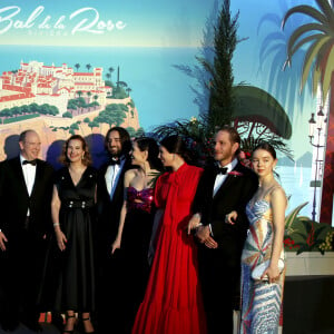 Pierre Casiraghi et sa femme Beatrice Borromeo, la princesse Caroline de Hanovre, le prince Albert II de Monaco, Carole Bouquet, Charlotte Casiraghi et son compagnon Dimitri Rassam, Andrea Casiraghi et sa femme Tatiana Santo Domingo, la princesse Alexandra de Hanovre - 65ème édition du Bal de la Rose donné au profit de la Fondation Princesse Grace sur le thème de la Riviera, une idée de K. Lagerfeld, à la Salle des Etoiles du Sporting Monte-Carlo à Monaco, le 30 mars 2019. © Jean-François Ottonello / Nice Matin / Bestimage 