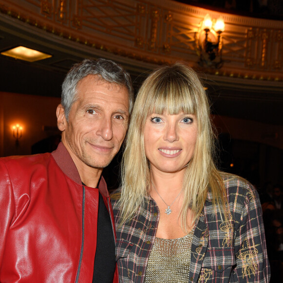 Semi-Exclusif - Nagui avec sa femme Mélanie Page à la générale de la pièce "La Vraie Vie" au théâtre Edouard 7 à Paris, le 18 septembre 2017. © Guirec Coadic/Bestimage