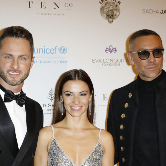 Christian Millette, Denitsa Ikonomova, Maxime Dereymez - Photocall de la 10ème édition du "Global Gift Gala 2021" à l'hôtel Four Seasons Hotel George V à Paris le 30 octobre 2021. © Marc Ausset Lacroix/Bestimage.