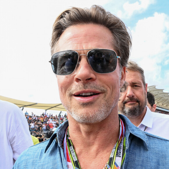 Brad Pitt lors du Grand Prix de Formule 1 (F1) des États-Unis à Austin, le 23 octobre 2022.  Actor Brad Pitt on the grid