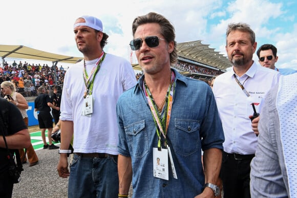 Brad Pitt lors du Grand Prix de Formule 1 (F1) des États-Unis à Austin, le 23 octobre 2022.  Actor Brad Pitt on the grid