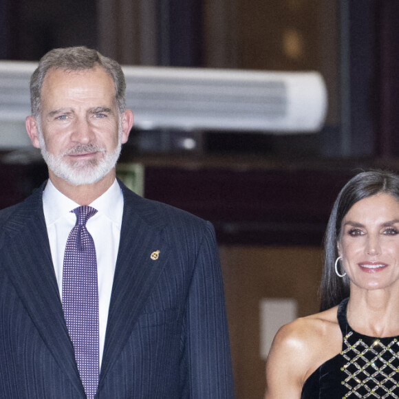 Le roi Felipe VI, la reine Letizia d'Espagne, la princesse Leonor et la princesse Sofia au concert de clôture du festival "XXX Musical Week" à Oviedo. Le 27 octobre 2022 