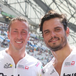 Exclusif - Frédérick Bousquet, Florent Manaudou - Arrivée de l'étape du coeur 2017 au profit de l'association "Mécénat Chirurgie Cardiaque" - Stade Orange Vélodrome - Marseille le 22 juillet 2017. © CVS/Bestimage