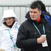 David Douillet et Valérie assistent à l'épreuve du sprint en biathlon, à Vancouver, le 13 février 2010 !