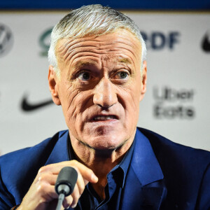 Didier Deschamps annonce la liste des joueurs sélectionnés pour la Coupe du Monde de la FIFA 2022 au Qatar lors d'une conférence de presse à TF1, Boulogne-Billancourt le 9 novembre 2022.