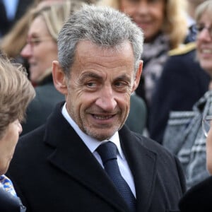 La première ministre, Elisabeth Born et Nicolas Sarkozy et Yaël Braun-Pivet, présidente de l'Assemblée Nationale lors de la commémoration marquant le 104ème anniversaire de l'Armistice du 11 novembre 1918, mettant fin à la Première Guerre mondiale (WWI) à l'Arc de Tromphe sur la Place de l'Etoile à Paris, France, le 11 novembre 2022. © Stéphane Lemouton/Bestimage 